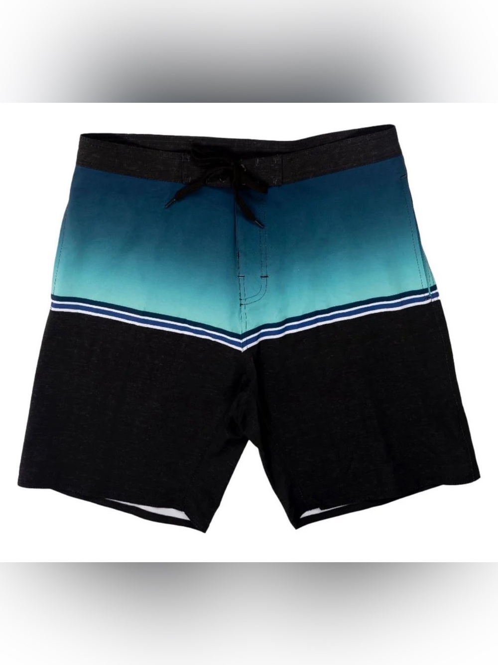 Burnside Men’s Fade Stretch Boardshorts - Black & Teal